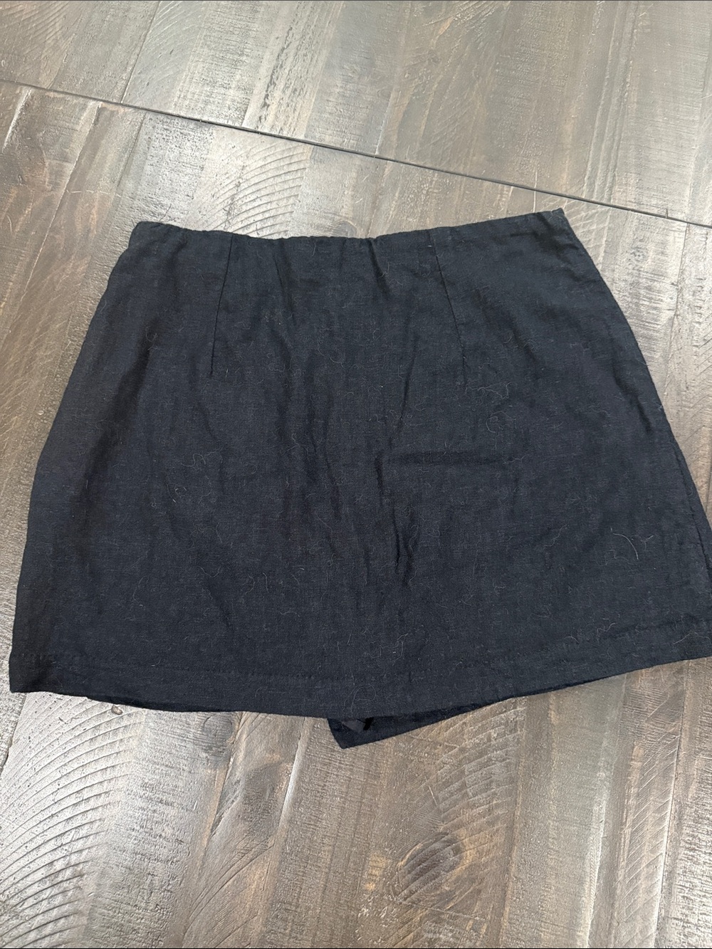 Abercrombie & Fitch Black Linen Wrap Skort Side Zip Mini Skirt Shorts Size M - Picture 2 of 4